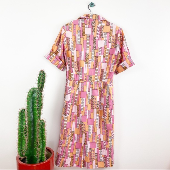 ❌SOLD❌VTG 60s Handmade Novelty Print House Dress - Picture 9 of 11